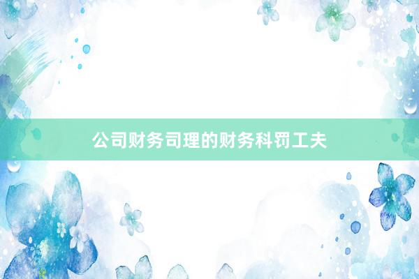 公司财务司理的财务科罚工夫
